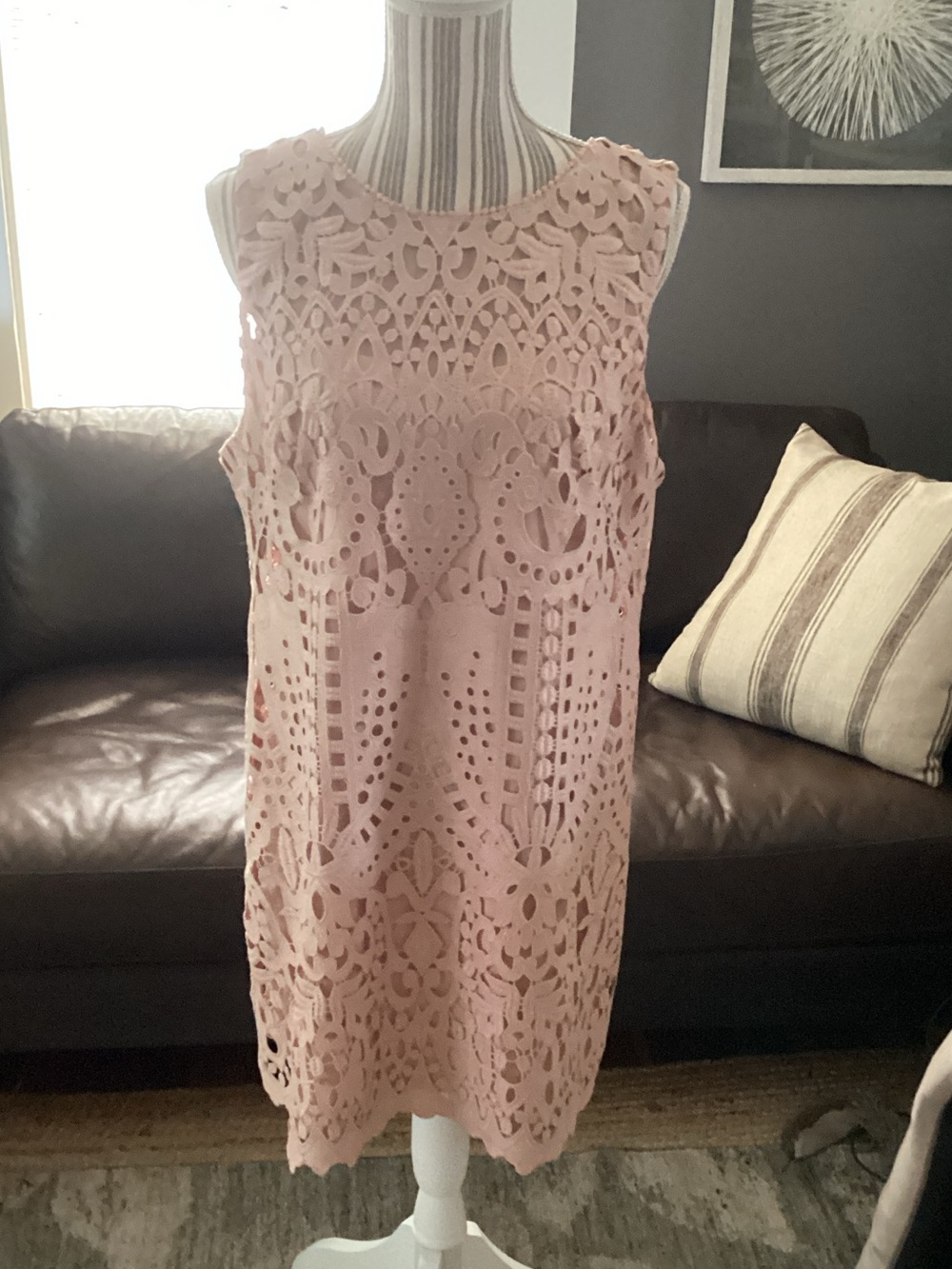 BCBGMaxAzria Pink Lace Midi Dress